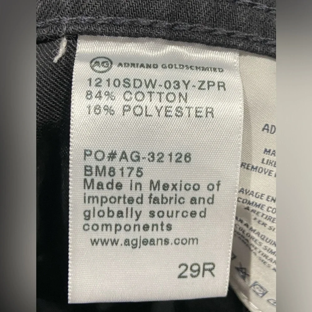 AG Adriano Goldschmied The Apex Black Drop-Rise Tapered Jeans Men’s Size 29 NWT